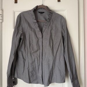 Brooks Brothers Women’s Black & White Ruffle Collar Shirt - Size 12